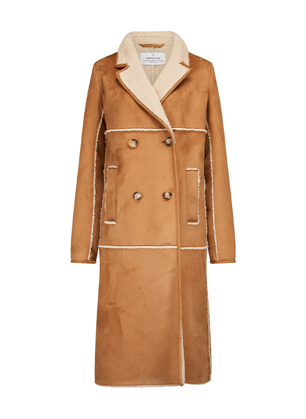 MILESTONE Damen Mantel Enola beige Kunstpelz,Mikrofaser,Kunstfell von Milestone
