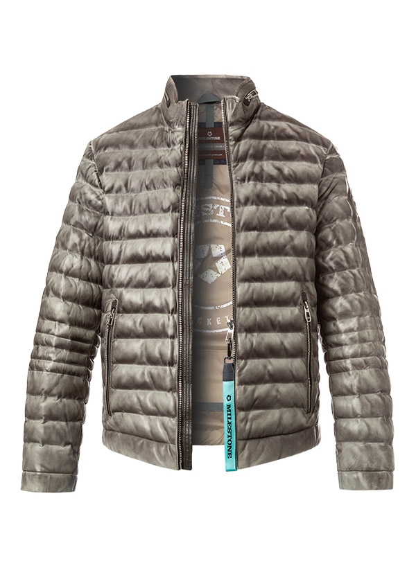 MILESTONE Lederjacke Cavallino Herren grau Uni & Uninah von Milestone