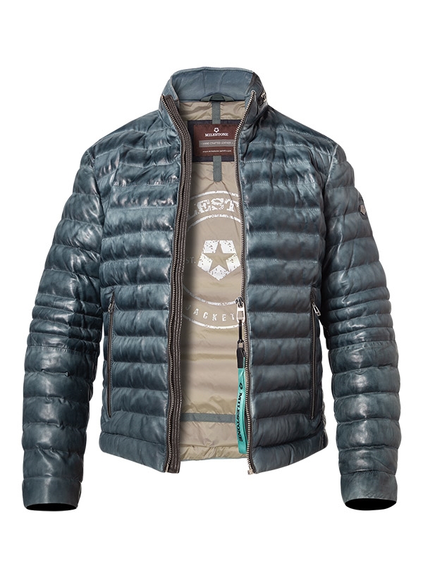 MILESTONE Lederjacke Cavallino Herren blau Uni & Uninah von Milestone