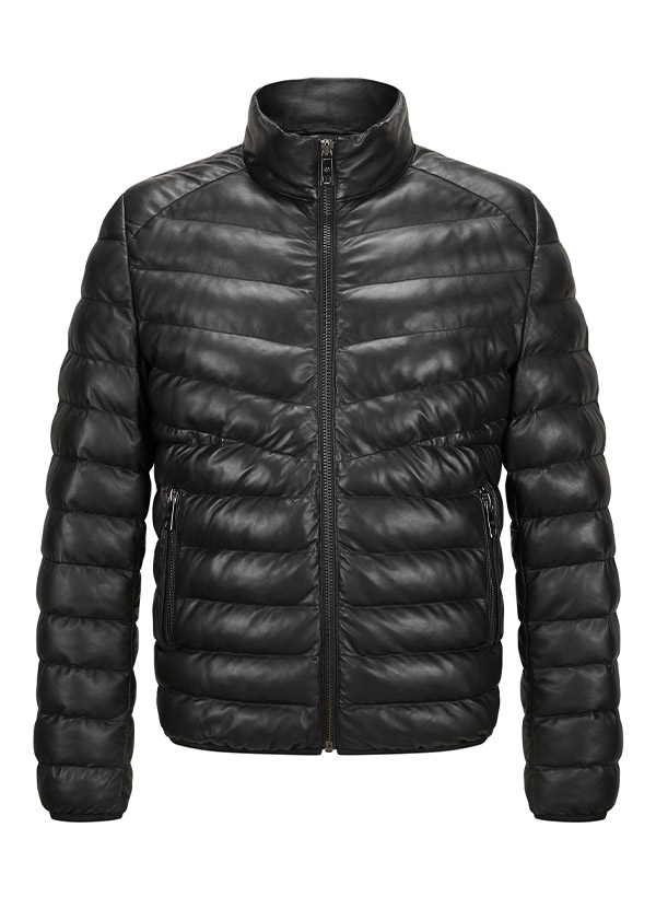 MILESTONE Lederjacke Hendrik Herren schwarz Uni & Uninah von Milestone