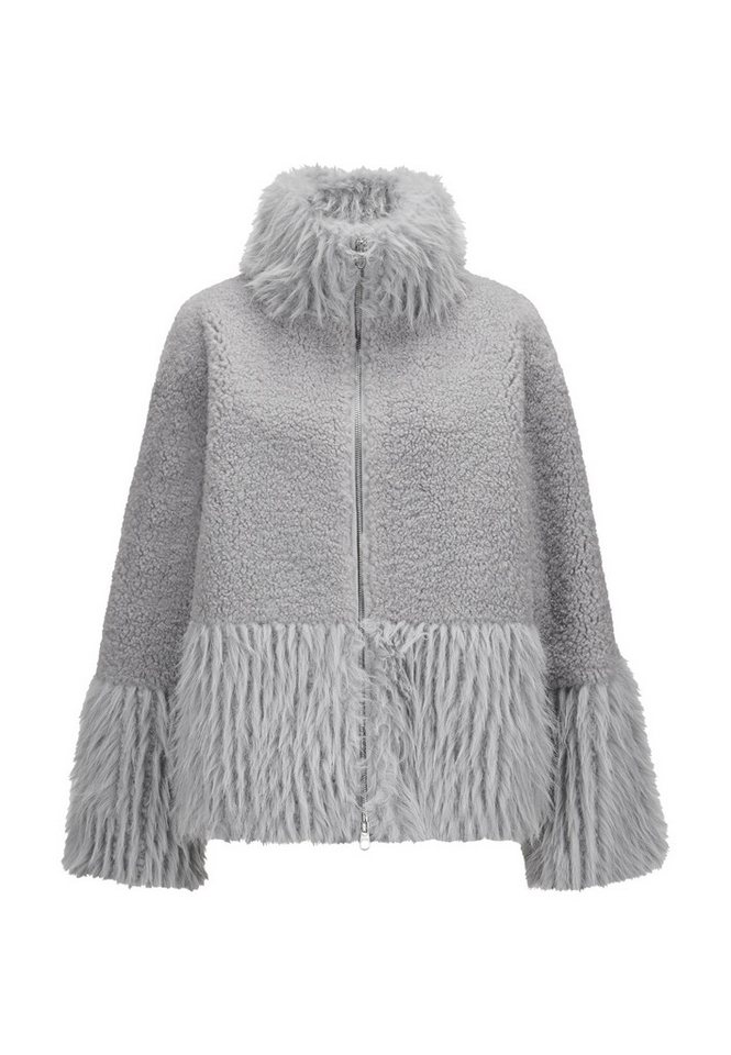 Milestone Fellimitatjacke MSRaya Damen Kunstfelljacke Übergangsjacke Metallreißverschluss von Milestone