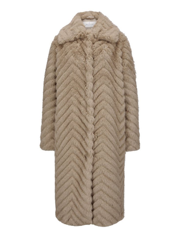 Milestone Fellimitatmantel MSAliya langer mondäner Fake Pelzmantel in geprägtem Zick-zack Muster von Milestone