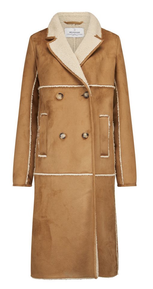 Milestone Fellimitatmantel MSEnola langer schmal geschnittener 2-reihiger Reversmantel von Milestone