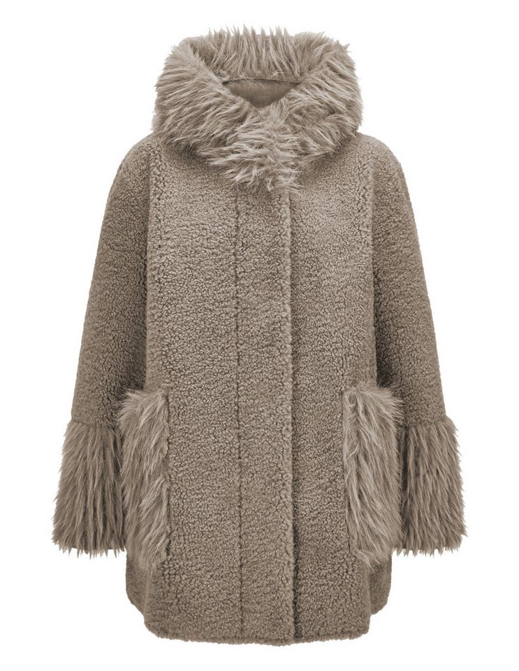 Milestone Fellimitatmantel MSPhilippa Oversized Kurzmantel aus Curly-Kunstpelz mit Kapuze von Milestone