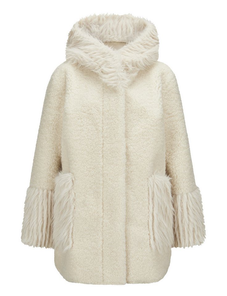 Milestone Fellimitatmantel MSPhilippa Oversized Kurzmantel aus Curly-Kunstpelz mit Kapuze von Milestone