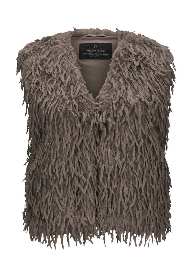 Milestone Fellimitatweste MSMichelle Damen Kunstfellweste elegant, feminin lockere Passform von Milestone