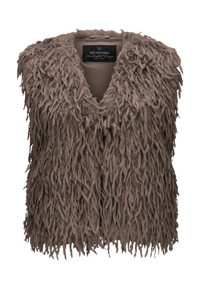 Milestone Fellimitatweste MSMichelle kurze Weste aus Kunstpelz im Federlook von Milestone