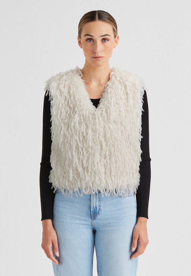 Milestone Fellimitatweste MSMichelle kurze Weste aus Kunstpelz im Federlook von Milestone