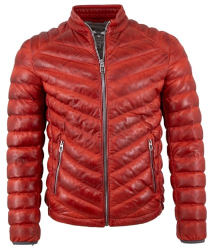 Milestone - Herren Echtleder Lederjacke Lammnappa rot Größe 52 von Milestone