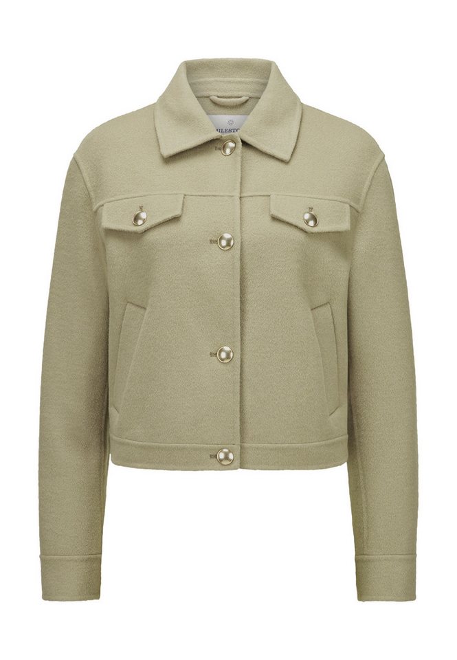 Milestone Kurzjacke MSElina Damen Cardigan Lang Übergangsjacke mit Zierknöpfen von Milestone