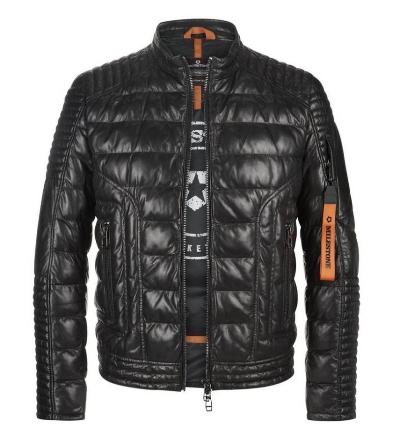 Milestone Lederjacke MSAntony gefütterte Steppjacke in Biker-Optik von Milestone