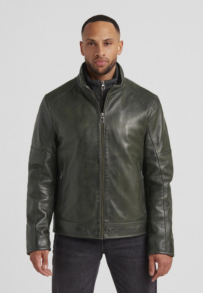 Milestone Lederjacke MSBender Herren Bikerjacke Jacke Leder klassisch normale Passform von Milestone