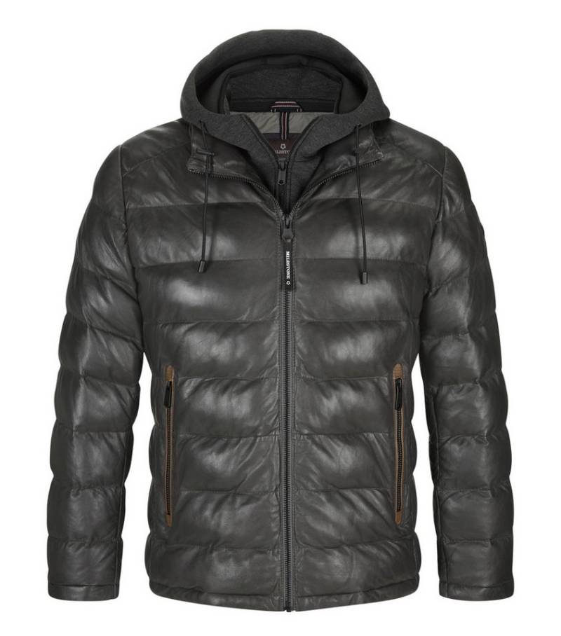 Milestone Lederjacke MSCallisto Stehkragen mit abnehmbarem Jersey-Kapuzeneinsatz von Milestone