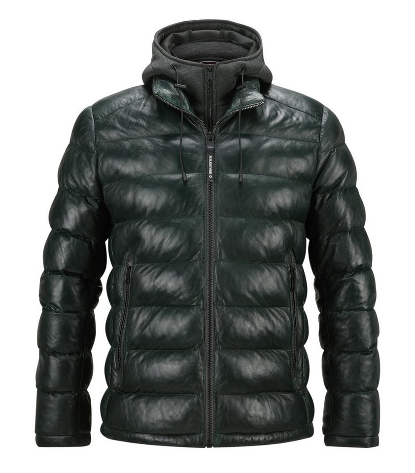Milestone Lederjacke MSCallisto Stehkragen mit abnehmbarem Jersey-Kapuzeneinsatz von Milestone
