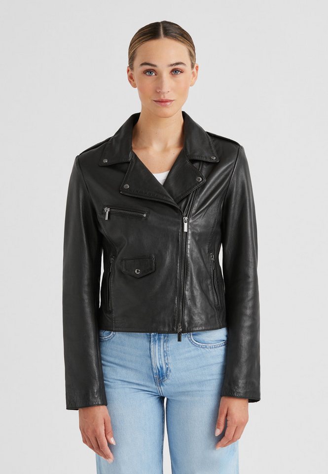 Milestone Lederjacke MSDebra Damen klassisch Zwei Wege RV schlanke Passform von Milestone
