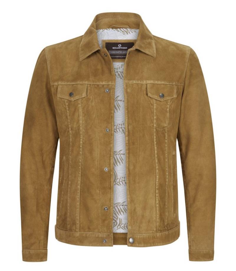 Milestone Lederjacke MSJuliano aus Ziegen Veloursleder in Garment Dyed Optik von Milestone