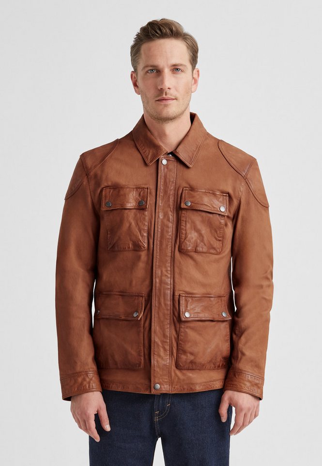 Milestone Lederjacke MSLennard Herren Bikerjacke Jacke Leder klassisch schlanke Passform von Milestone