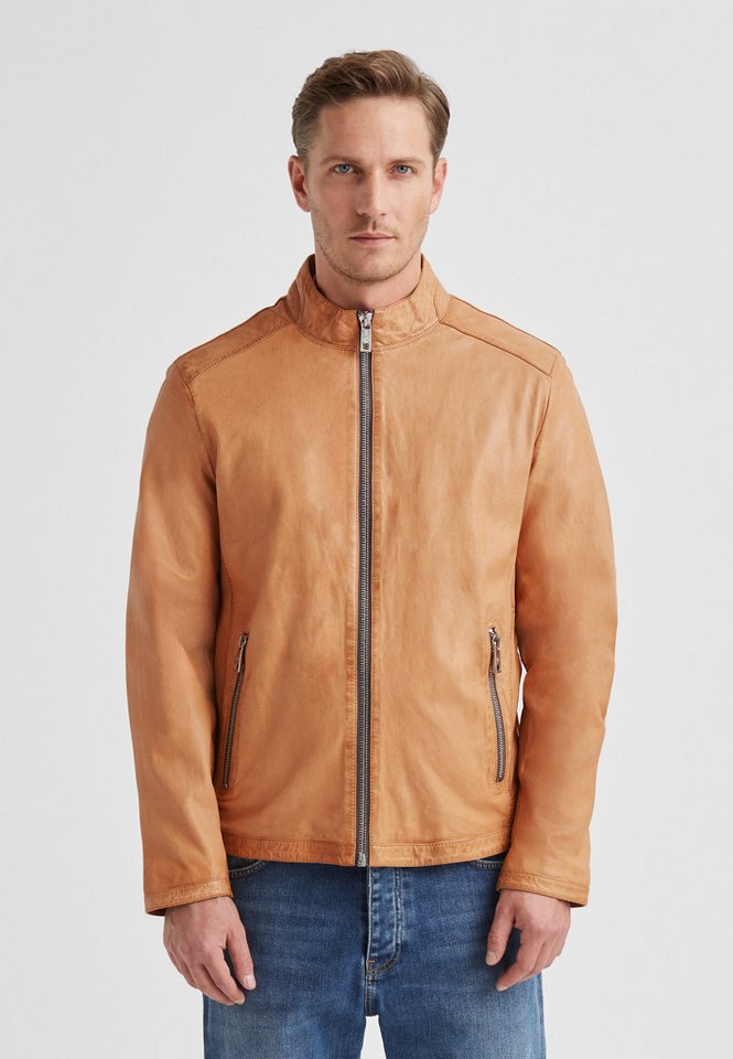 Milestone Lederjacke MSOliverio Herren Bikerjacke Jacke Leder klassisch schlanke Passform von Milestone