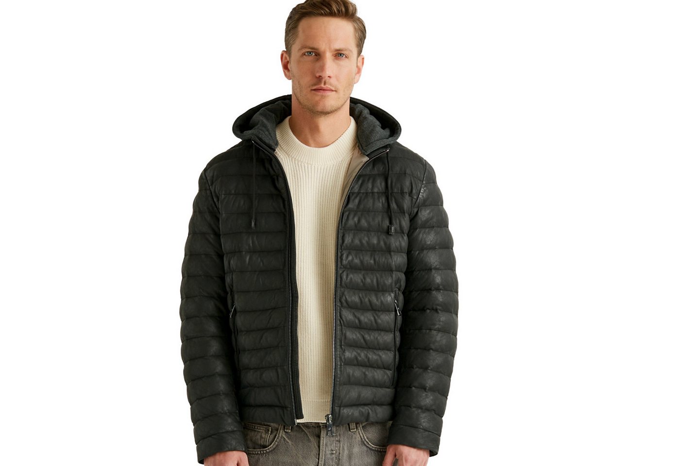 Milestone Lederjacke MSViano Milestone - Herren Lederjacke Steppjacke Lammnubuk Kapuze schwarz Milestone Lederjacke MSViano Milestone - Herren Lederjacke Steppjacke Lammnubuk Kapuze schwarz von Milestone