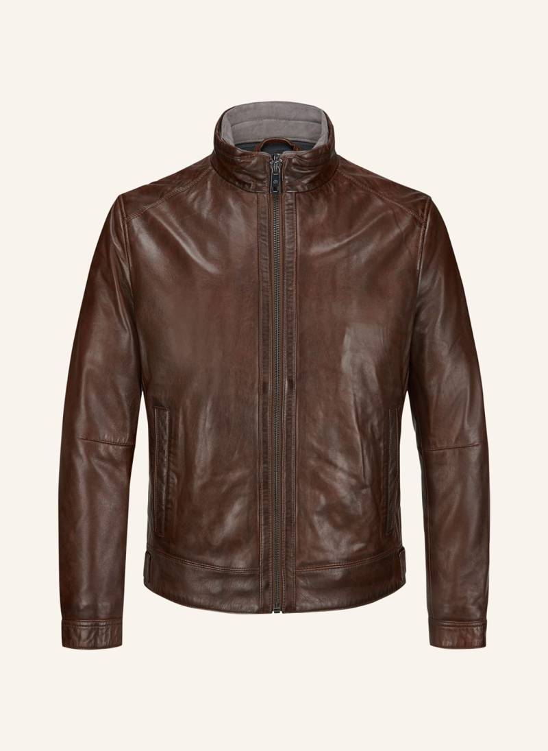 Milestone Lederjacke Msbarney Mit Herausnehmbarer Blende braun von Milestone