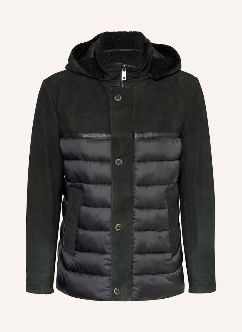 Milestone Lederjacke Msbroker Im Materialmix schwarz von Milestone