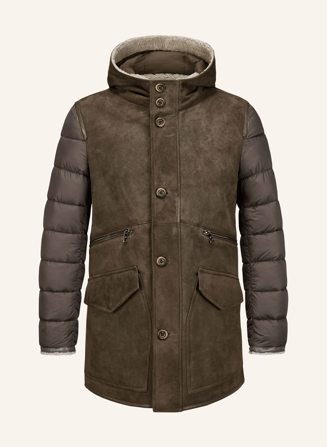 Milestone Ledermantel Msemmerson Im Materialmix grau von Milestone