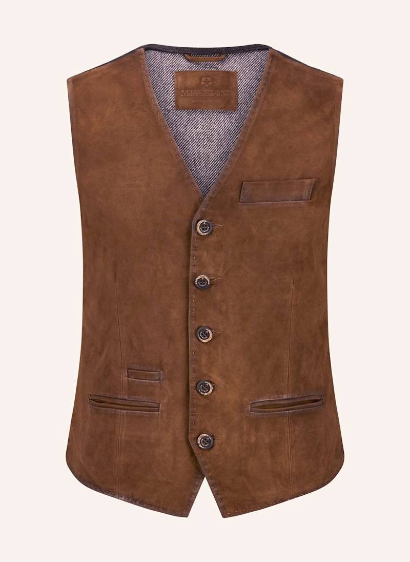 Milestone Lederweste Msrenzo beige von Milestone