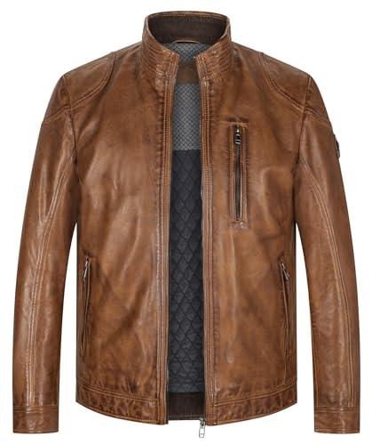 Milestone Pepino Herren Lederjacke (as3, numeric, numeric_58, regular, regular, Cognac) von MILESTONE