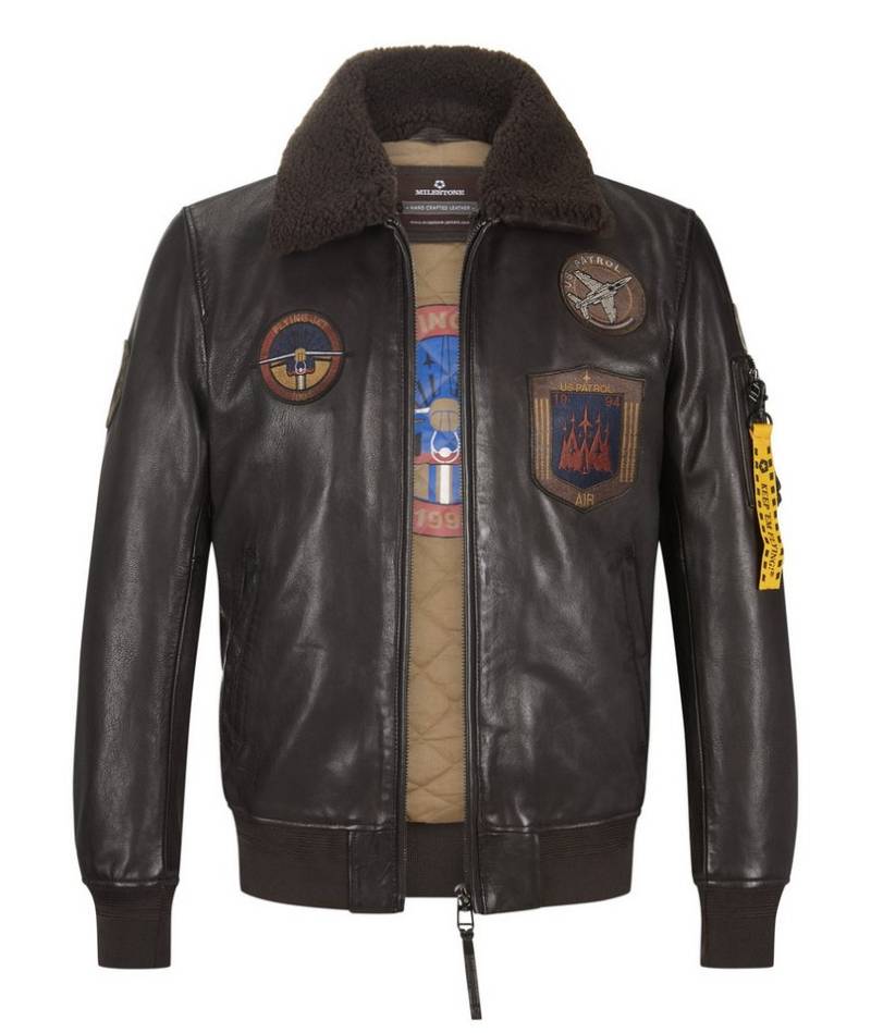 Milestone Pilotenjacke MSMaverick Fliegerjacke Retro-Vintage im Aviator Blouson Design von Milestone