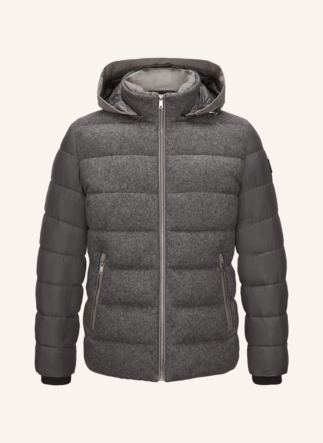 Milestone Steppjacke Msshepard Im Materialmix Mit Abnehmbarer Kapuze grau von Milestone