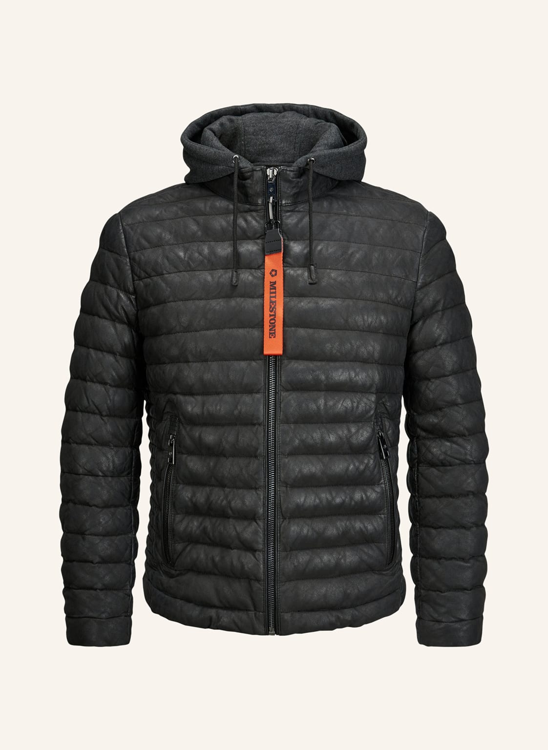 Milestone Steppjacke Msviano Aus Leder Mit Abnehmbarer Kapuze schwarz von Milestone
