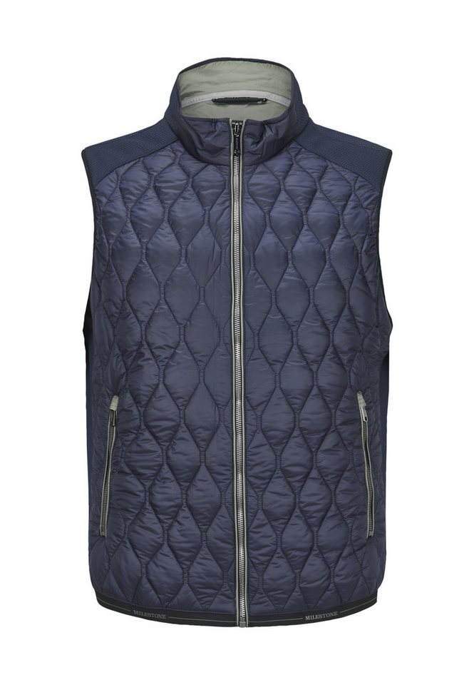 Milestone Steppweste MSRobert Herren Weste gesteppt Übergangsweste Kontrast Paspeln, Logo Tape von Milestone