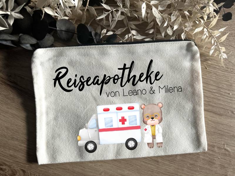 Reiseapotheke Medikamenten Tasche Personalisiert Name Kosmetiktasche Passhülle Dokumententasche Organizer Windeltasche Babytasche Apotheke von Milevo