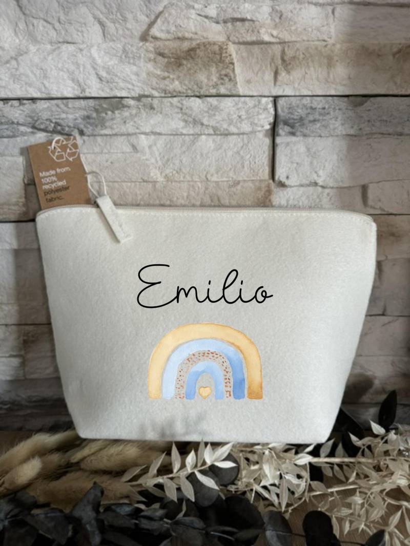 Windeltasche Personalisiert Wickeltasche Baby Geschenk Geburt Kosmetiktasche Filztasche Notfalltasche Babytasche Accessoires von Milevo