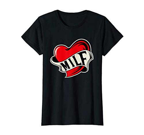 Damen Milf Herz Tattoo Milfhunter Milfs Geschenk Geile Mama Mutter T-Shirt von Milf & Milfhunter Designs
