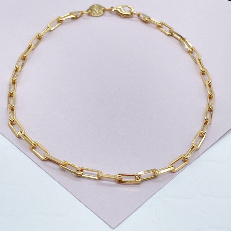 18K Gold Filled 3mm Büroklammer Link Fußkettchen Zierliche Armband Und Schmuckzubehör Herstellung von MilieJewels