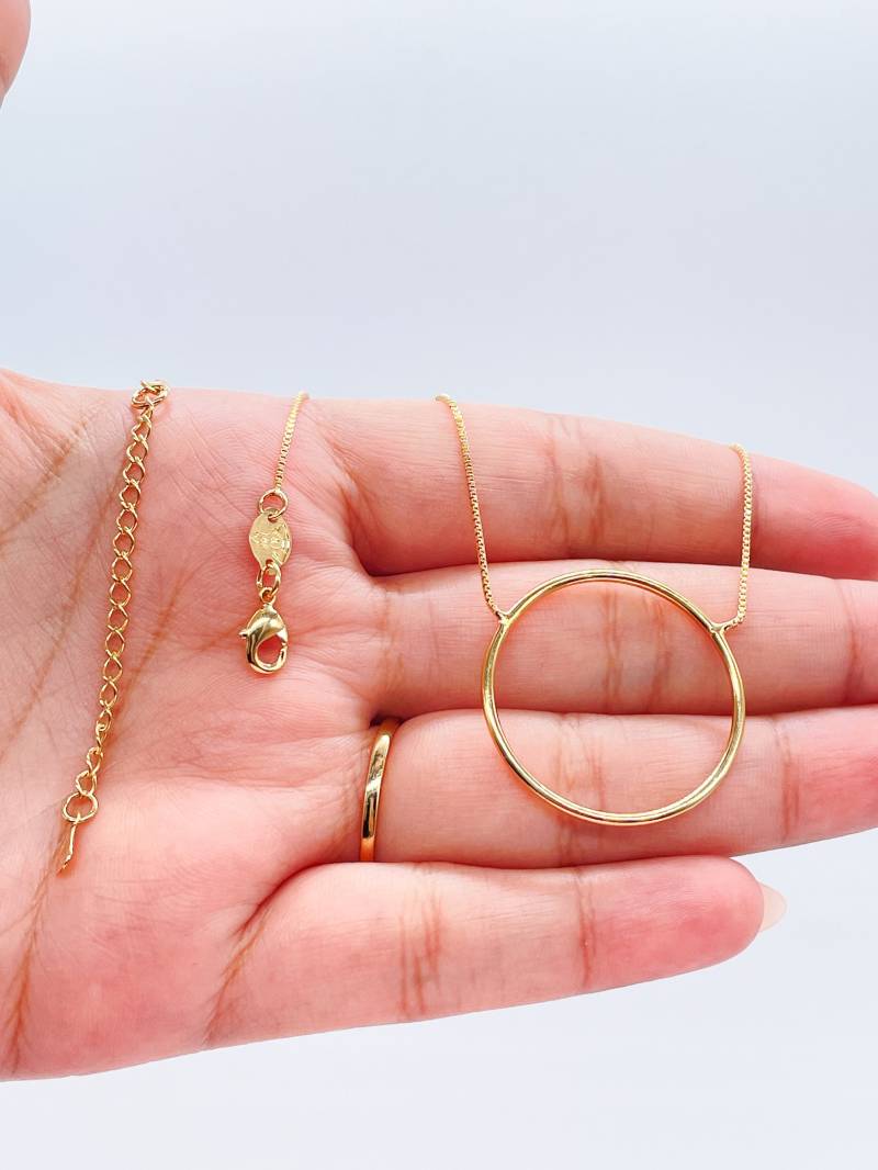 18K Gold Filled Box Kette Mit Dem Kreis Des Lebens Charm Anhänger Halskette von MilieJewels