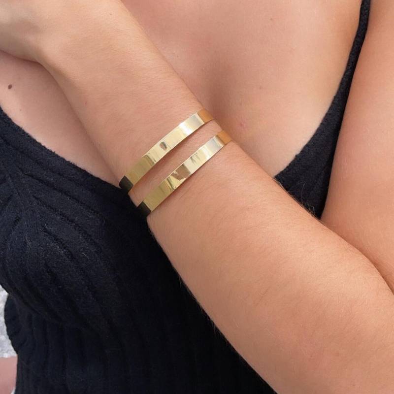 18K Gold Filled Schlichtes Zweireihiges Manschetten Armband von MilieJewels