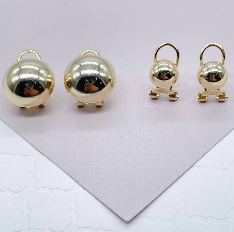 18K Gold Gefüllte Konkave Runde Ohrstecker Mit Sicherem Post Und Clip, Halbkugel Bolzen, Runder von MilieJewels