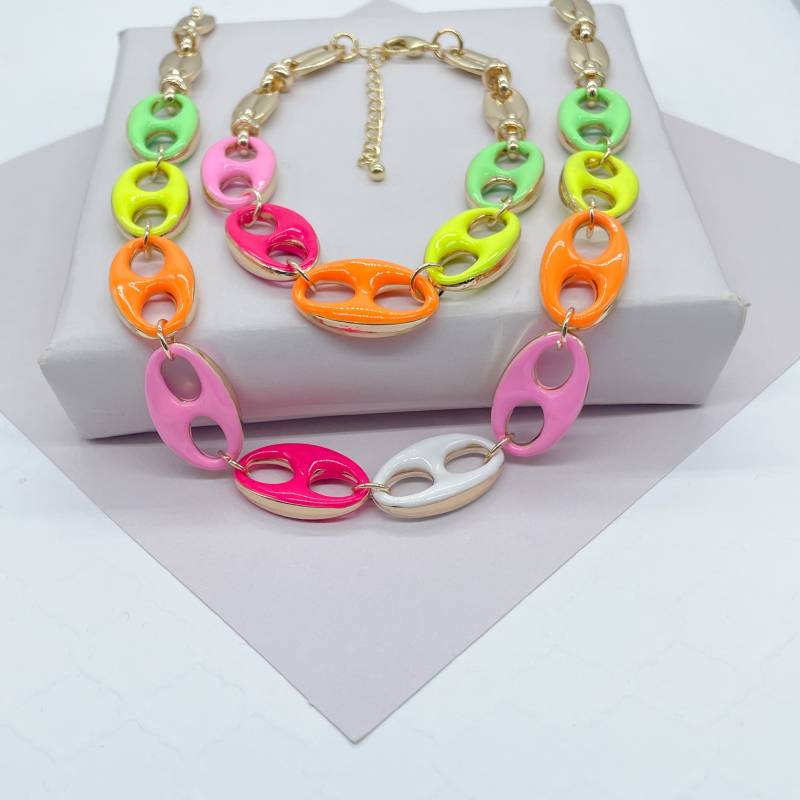 18K Gold Gefülltes Xxl Dickes Buntes Mariner Link-Set von MilieJewels