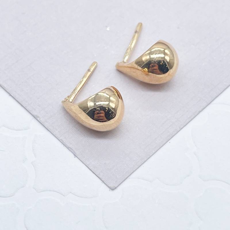 Wunderschöne 18K Gold Filled Plain Gegossen Tear Drop Ohrstecker Zierlicher Schmuck von MilieJewels