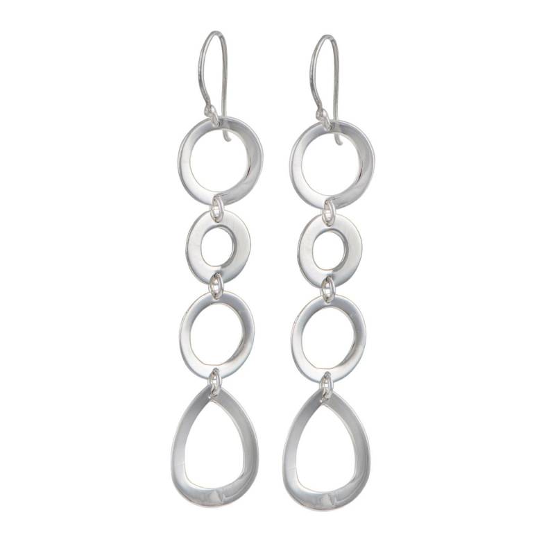 Lange Silberohrringe Mit Kreisen Und Tränenförmigen Ringen Lange Silberohrringe Mit Kreisen Und Tränenförmigen Ringen von MilinaLondon