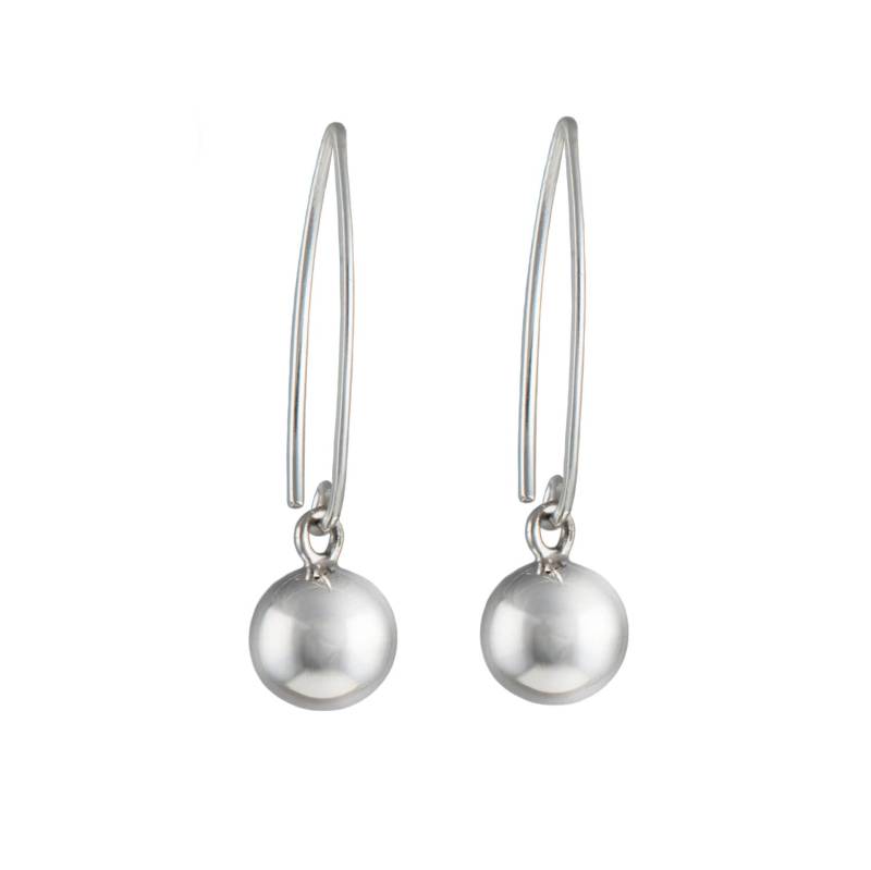 Threader Ohrringe in Sterling Silber Mit Einem Sphere-Tropfen Und Ovalen 25 Mm Haken von MilinaLondon