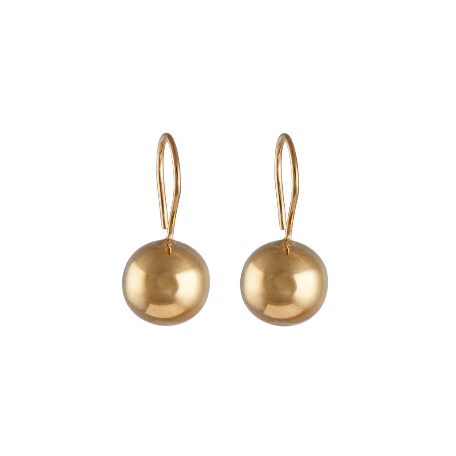 Vergoldete Sterlingsilber-Ohrringe Mit Rundem Silber Sphere Drop Vergoldete Sterlingsilber-Ohrringe Mit Rundem Silber Sphere Drop von MilinaLondon