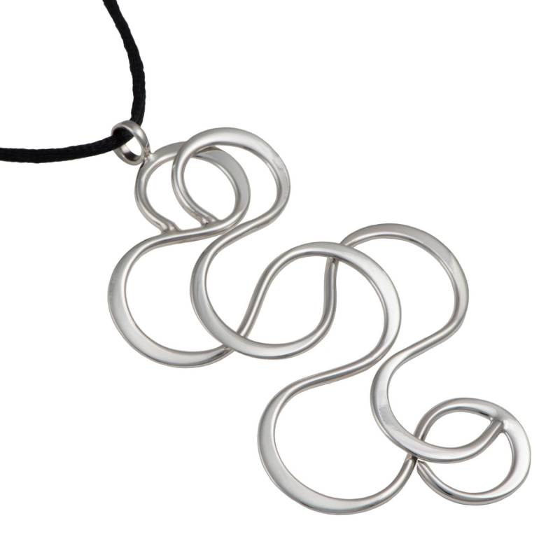 sterling Silber Labyrinth Anhänger | An Einer Schwarzen Kordel Mit Fertigen Silber-Enden von MilinaLondon
