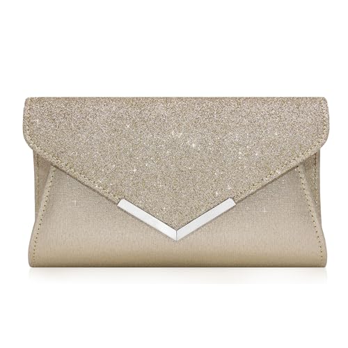 Milisente Clutch Damen Glitzer Abendtasche Klein Umhängetasche(Gold) von Milisente