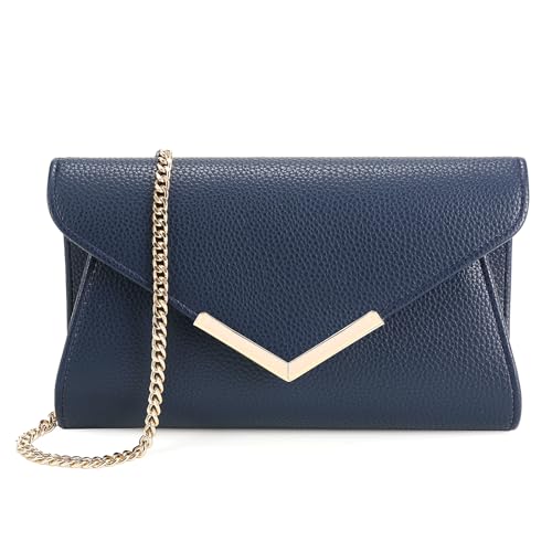 Milisente Clutch Damen Leder Abendtasche Klein Umhängetasche(Geprägt-L blau) von Milisente