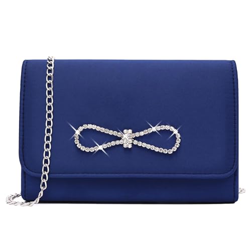 Milisente Clutch-Taschen für Damen, Hochzeit, Party, Abendtasche, Clutch, Handtaschen, Kristalle, mit Schulterkette (marineblau), marineblau von Milisente