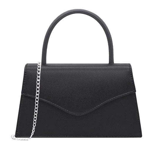 Milisente Clutch-Taschen für Damen, elegante Handtasche für Hochzeit, Abend, Kunstleder, Clutches mit Tragegriff oben, Schwarz, geprägt von Milisente