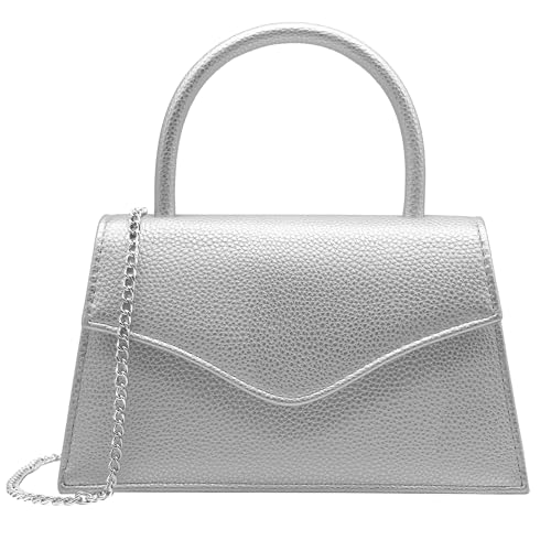Milisente Damen Abendtasche Braut Party Clutch Geldbörsen Cocktail Prom Handtaschen mit Lackleder, 338-2 Silber, Small von Milisente